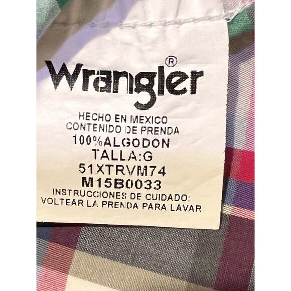 Wrangler Twenty X Shirt Pearl Snaps Mens Size Lg Multicolor Pink Yellowstone - Picture 13 of 13